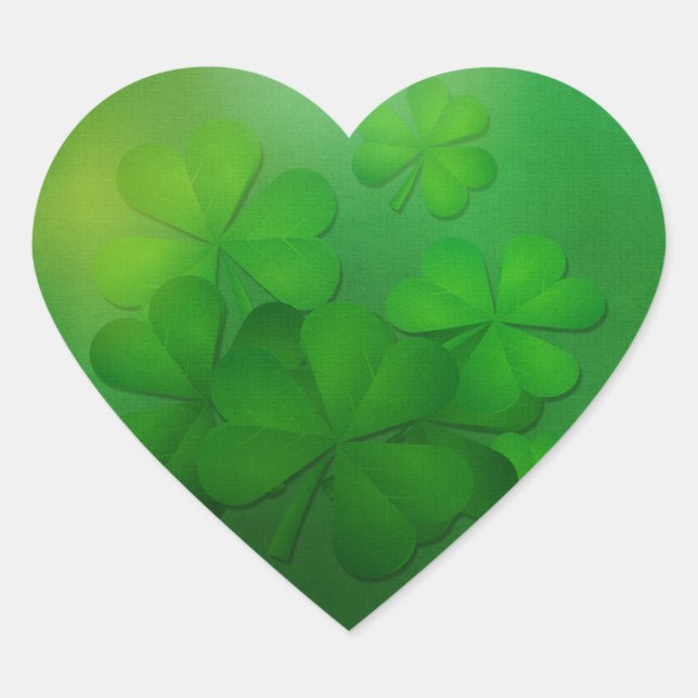 Sticker Cœur St Patrick's Day - Clovers/Shamrock (Devant)