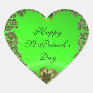 STICKER CŒUR ST.PATRICK'S DAY GREEN EMERALD GEM SHAMROCK HEART