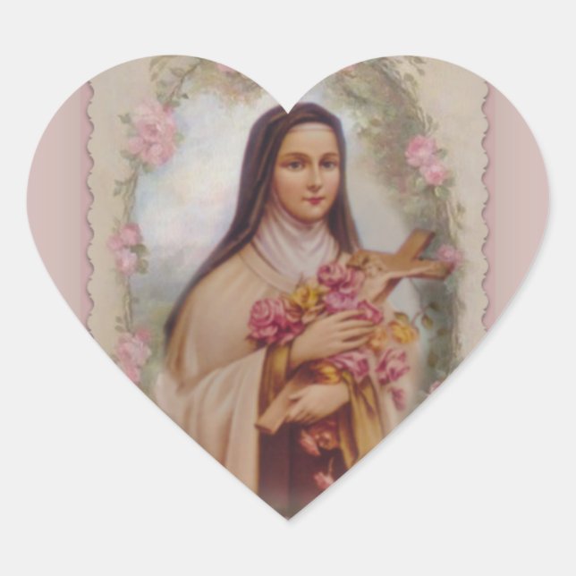 Sticker Cœur St. Thérèse, la petite rose des fleurs (Devant)