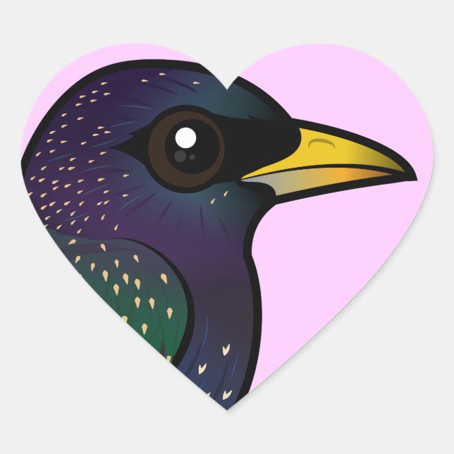 Sticker Cœur Starling européen Birdorable (Devant)