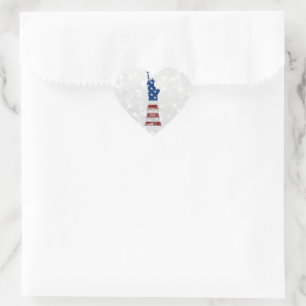 Sticker Cœur Statue De La Liberté 4 Juillet Parties scintillant