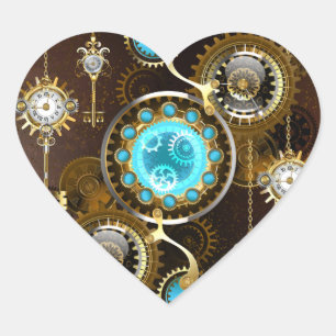Sticker Cœur Steampunk Rusty Background