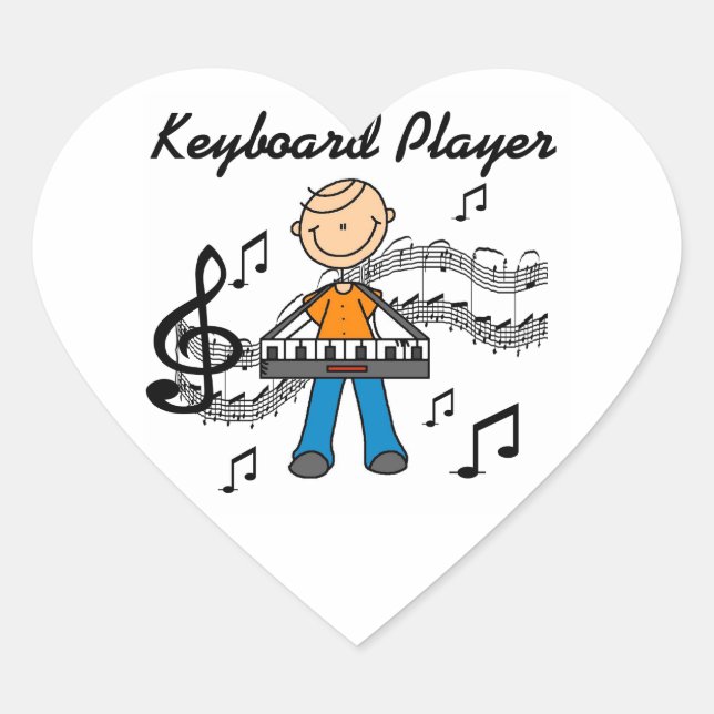 Sticker Cœur Stick Figure Homme Joueur Clavier Cadeaux (Devant)