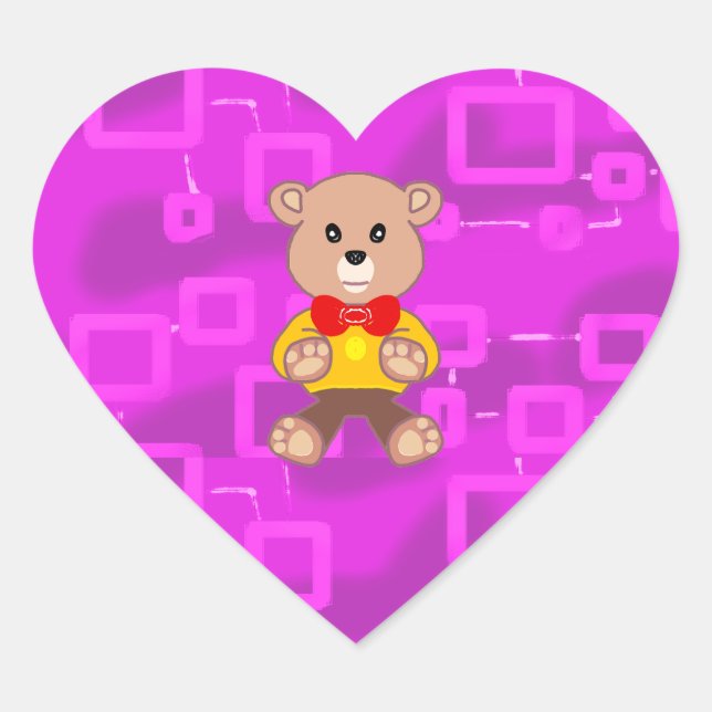Sticker Cœur Stick géométrique rose cuite botte en peluche (Devant)
