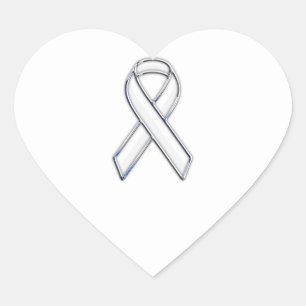 Sticker Cœur Style Chrome White Ribbon Sensibilisation