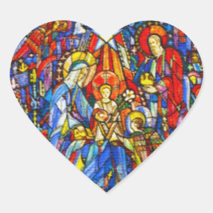 Sticker Cœur Style Nativité Peint Verre