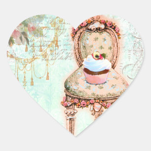 Sticker Cœur Style victorien français Cupcake