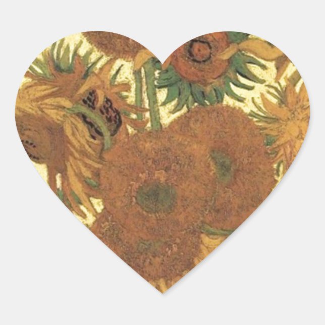 Sticker Cœur Sunflowers par Van Gogh (Devant)