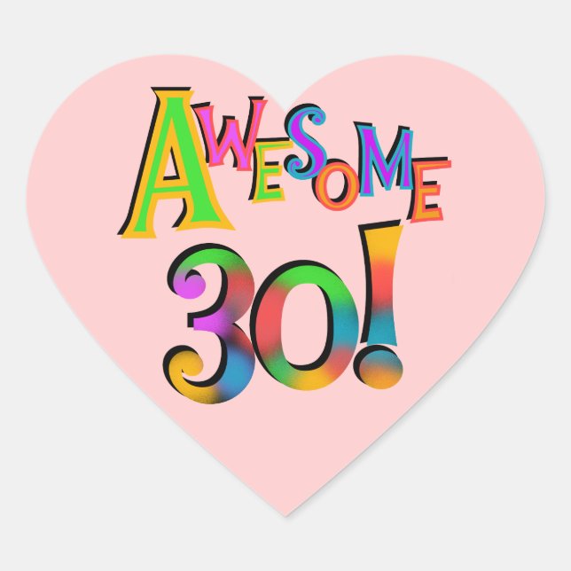 Sticker Cœur Super 30 T-shirts et cadeaux d'anniversaire (Devant)