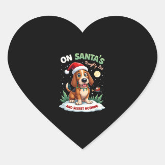 Sticker Cœur Sur la liste de Noël méchants du Père Noël, ne reg