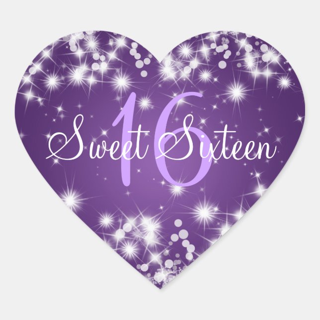 Sticker Cœur Sweet sixteen Hiver Étincelle Purple (Devant)