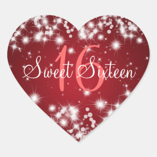Sticker Cœur Sweet sixteen hiver étincelle rouge