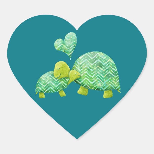 Sticker Cœur Sweet Turtle Hugs Maman et bébé (Devant)