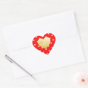 Sticker Cœur Sweethee Gold Faux Foil Motif rouge