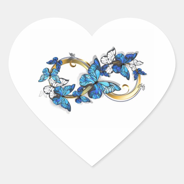 Sticker Cœur Symbol Infinity of Blue Morpho Butterflies (Devant)