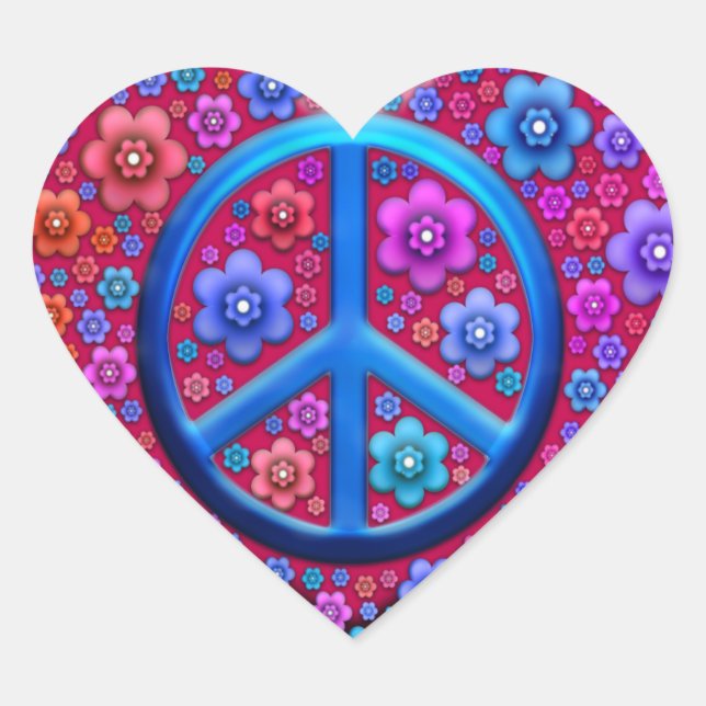 Sticker Cœur SYMBOLE DE LA PAIX Hippie (Devant)