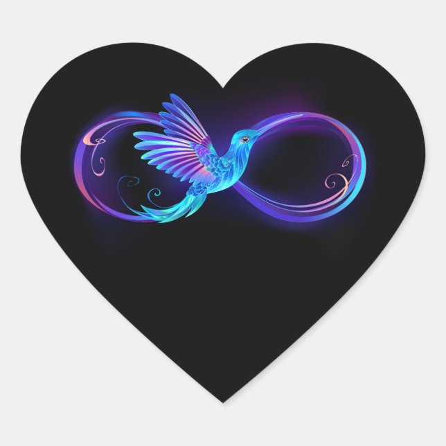 Sticker Cœur Symbole de Neon Infinity par Glowing Hummingbird (Devant)