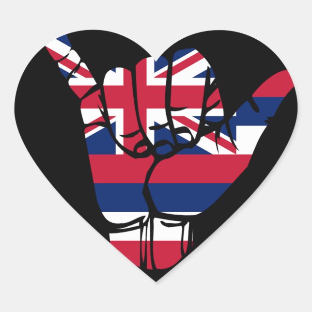 Sticker Cœur Symbole shaka du drapeau hawaïen (Devant)