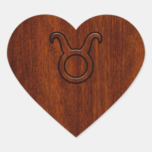 Sticker Cœur Symbole Taurus Zodiac en Mahogany Style imprimé