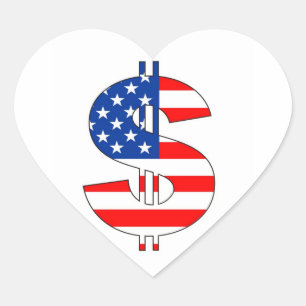 Sticker Cœur symbole usa dollar signe argent