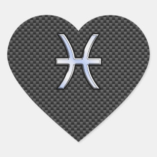 Sticker Cœur Symbole zodiaque Pisces sur l'impression de fibre 