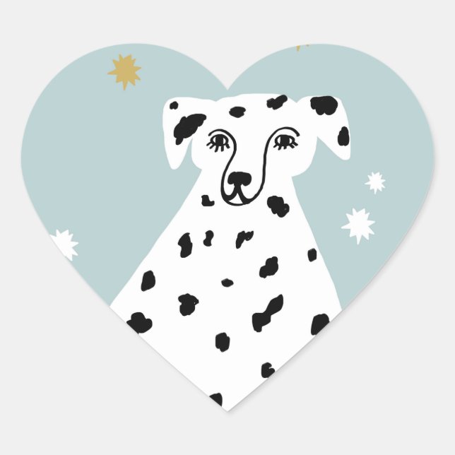 Sticker Cœur Sympa Chien Dalmatien Illustration Abstraite Art (Devant)
