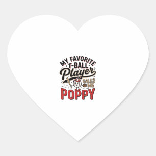 Sticker Cœur T-Ball Poppy Vintage Gravure Design de T-Shirt_1