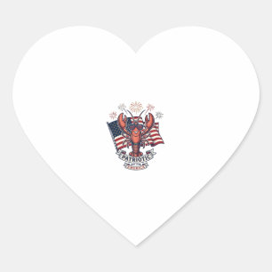 Sticker Cœur T-Shirt_1 Gravure Vintage Drapeau Homard Patriotiq