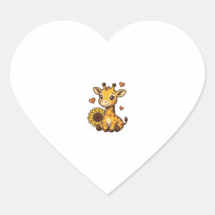 Sticker Cœur T-shirt à gravure vintage tournesol girafe bébé mi