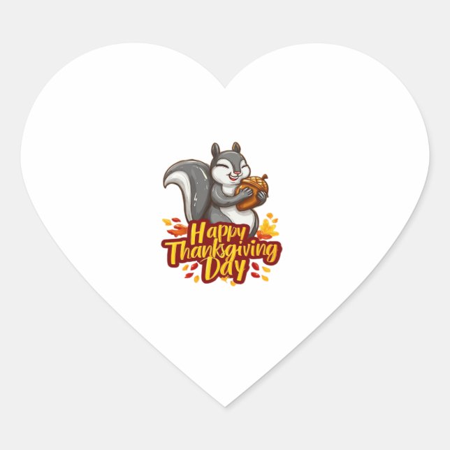 Sticker Cœur T-shirt classique Bon thanksgiving mignon écureuil (Devant)