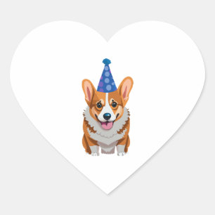 Sticker Cœur T-shirt classique Corgi bleu Anniversaire