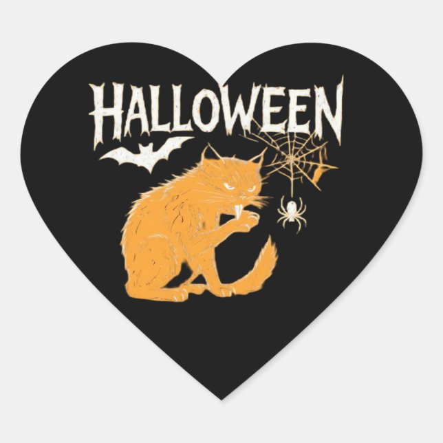 Sticker Cœur T-shirt classique d'Halloween de Vampire Cat (Devant)