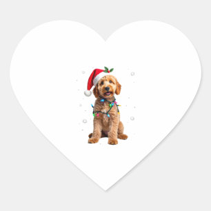Sticker Cœur T-shirt de Noël pour Goldendoodle avec arbre de No