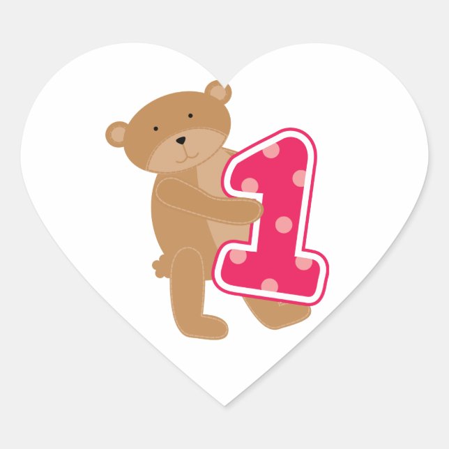 Sticker Cœur T-shirts et cadeaux 1er anniversaire (Devant)