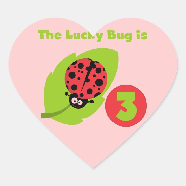 Sticker Cœur T-shirts et cadeaux 3e anniversaire Lucky Bug (Devant)
