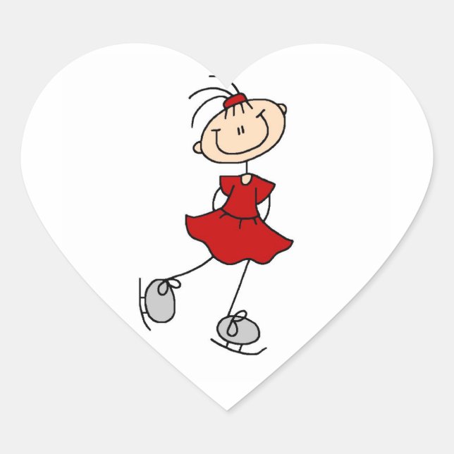 Sticker Cœur T-shirts et cadeaux Red Girl Ice Skater (Devant)