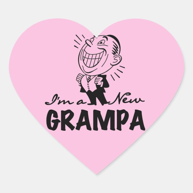 Sticker Cœur T-shirts et cadeaux souriants New Grampa (Devant)
