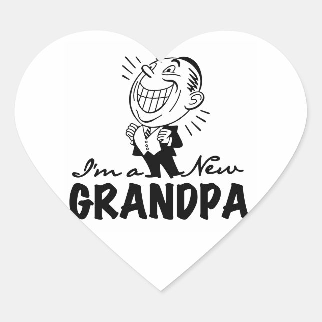 Sticker Cœur T-shirts et cadeaux souriants New Grand-pa (Devant)