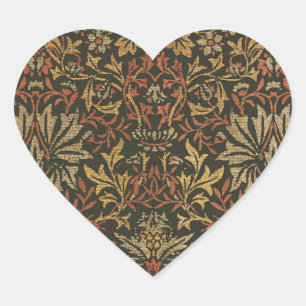 Sticker Cœur Tapisserie de jardin de fleurs de William Morris