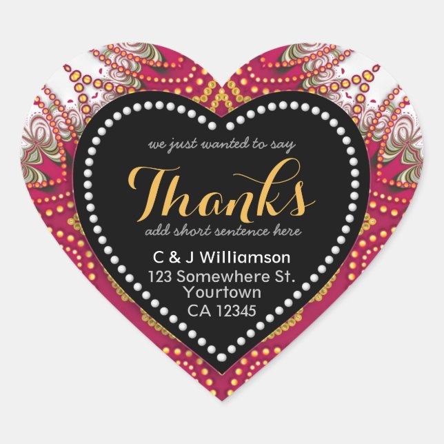 Sticker Cœur Tapisserie Red White Chalkboard Merci Heart Sticke (Devant)