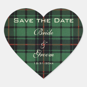Sticker Cœur Tartan Vintage, Mariage Moderne sur le motif David