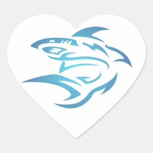 Sticker Cœur Tatouage requin shark