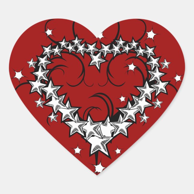 Sticker Cœur tattoos_008(1) BLACK WHITE RED LOVE HEART TATTOO (Devant)