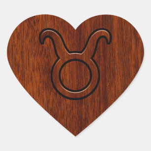 Sticker Cœur Taurus Zodiac Connexion en style acajou