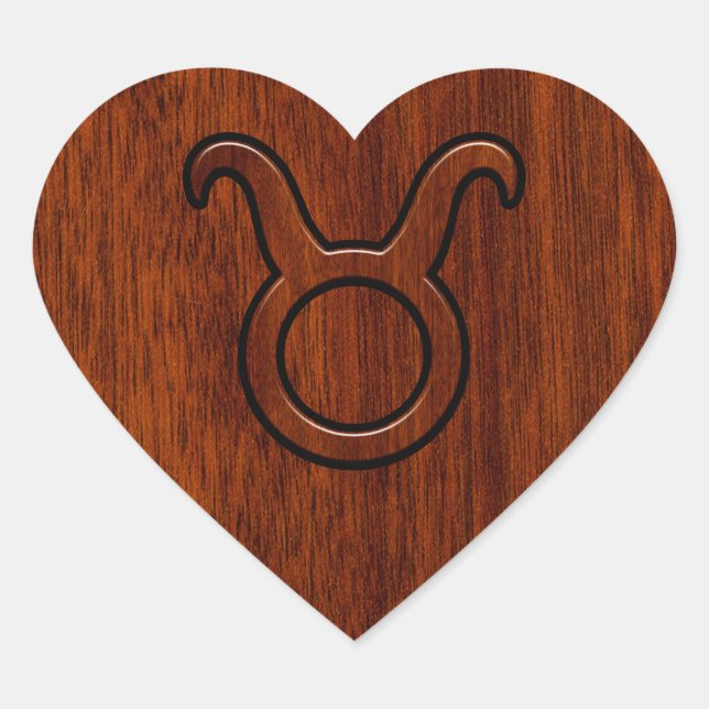 Sticker Cœur Taurus Zodiac Connexion en style acajou (Devant)