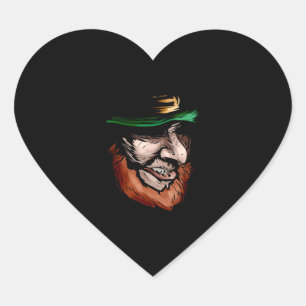 Sticker Cœur Tête de Dark And Grim Leprechaun sur St Patrick s