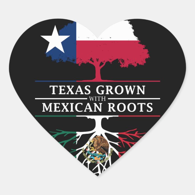 Sticker Cœur Texan cultivé avec des racines mexicaines (Devant)