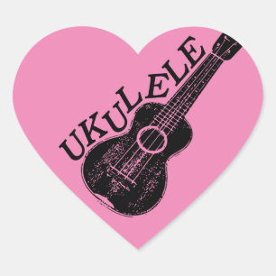 Sticker Cœur Texte Et Image Ukulele