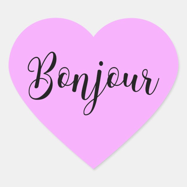 Sticker Cœur TexteNoirBonjour (Devant)