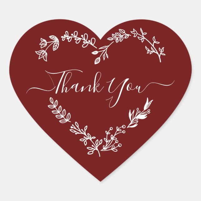 Sticker Cœur Thank You Quote on Burgundy Background (Devant)